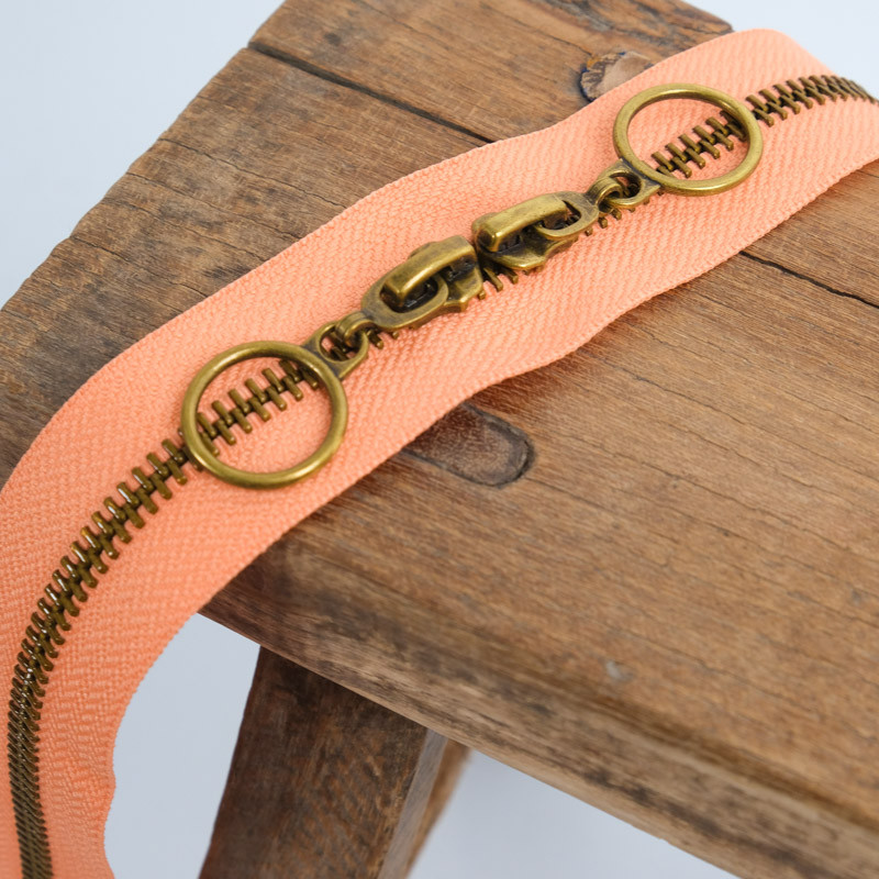 40cm Double-Slider Circle Clasp in Peach-Toned Brass - Maison Klem